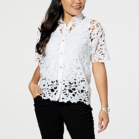 WynneCollection Abstract Floral Lace Top