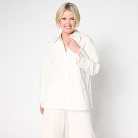 WynneCollection Cotton Novelty Button-Down Shirt