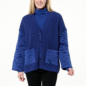 WynneCollection Cozy Plush Quilted Satin Cardigan Jacket