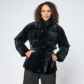 WynneCollection Crinkle Velvet Puffer Jacket