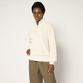 WynneCollection Drama Sleeve Half-Zip Top