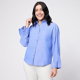 WynneCollection Long-Sleeve Stand Collar Oxford Shirt