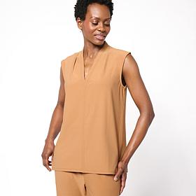 WynneCollection Luxe Crepe Sleeveless V-Neck Top