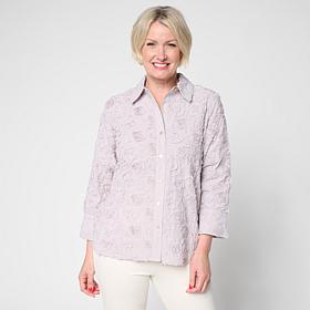 WynneCollection Novelty Yarn Dye Stripe and Solid Shirt