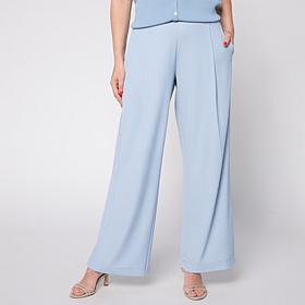 WynneCollection Pique Tencel Blend Pleated Pant
