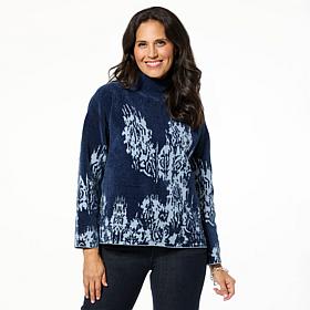 WynneCollection Plush Chenille Floral Jacquard Sweater