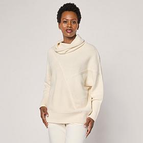 WynneCollection Seaming Detail Cowl-Neck Sweater