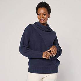 WynneCollection Seaming Detail Cowl-Neck Sweater