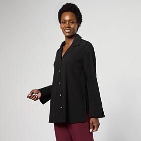 WynneCollection Textured Crinkle Button-Down Shirt