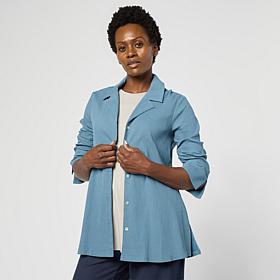 WynneCollection Textured Crinkle Button-Down Shirt