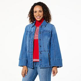 WynneDenim Patch Pocket Peplum Jacket