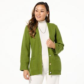 WynneLayers Button-Front Rounded Sleeve Cardigan with Shaping