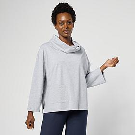 WynneLayers Cotton Curved Hem Cowl Neck Top
