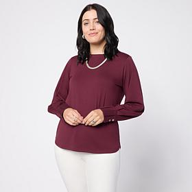 WynneLayers Crew-Neck Curved Hem Top