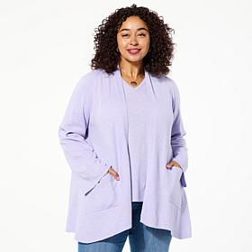WynneLayers Kiss of Cashmere Side Drape Open Front Cardigan