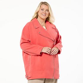 WynneLayers Long Sleeve Melton Biker Jacket