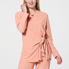 WynneLayers Luxe Crepe Long Sleeve Tie-Front Shirt