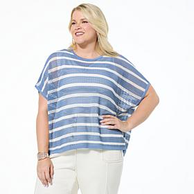 WynneLayers Open Mesh Easy Fit Short Sleeve Sweater