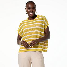 WynneLayers Open Mesh Easy Fit Short Sleeve Sweater