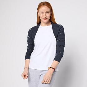 WynneLayers Open Stitch 3/4-Sleeve Please Shrug