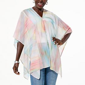 WynneLayers Printed Chiffon Convertible Poncho