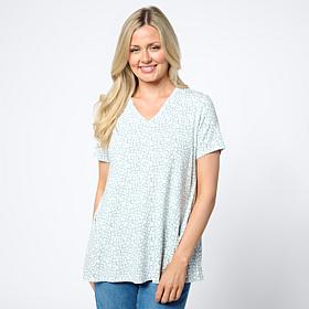 WynneLayers Printed Jersey Knit V-Neck Butterfly Tee