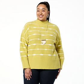 WynneLayers Striped Mock-Neck Pullover Sweater