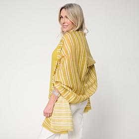 WynneLayers Striped Printed Fringed Scarf
