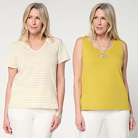 WynneLayers Stripes & Solids 2-pack Tee and Tank Set