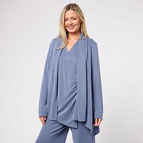 WynneLayers Sueded Jersey Open Front Draped Cardigan