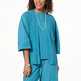 WynneLayers Summer Plisse Knit Kimono Topper