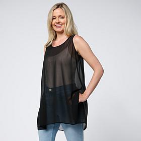 WynneLayers Tunic Length Chiffon Tank with Side Slits