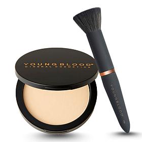 Youngblood Cosmetics Pressed Mineral Rice Powder with Luxe Brush
