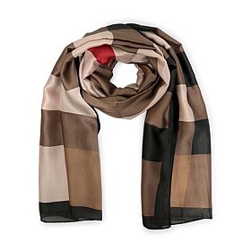 Youzey Checkered & Trimmed Faux Silk Scarf