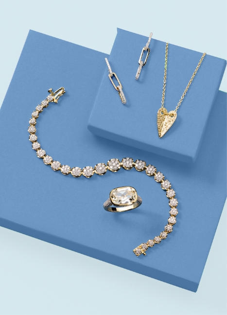 Bracelet, earrings, necklace, and ring