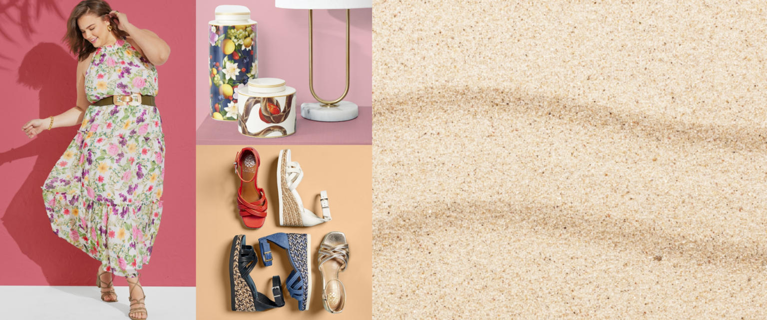 Clearance deals on sandy background