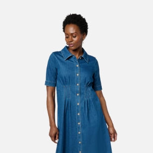 Denim collared button-down dress
