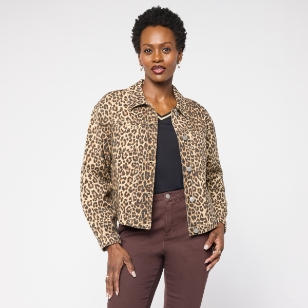 Collared animal print jacket
