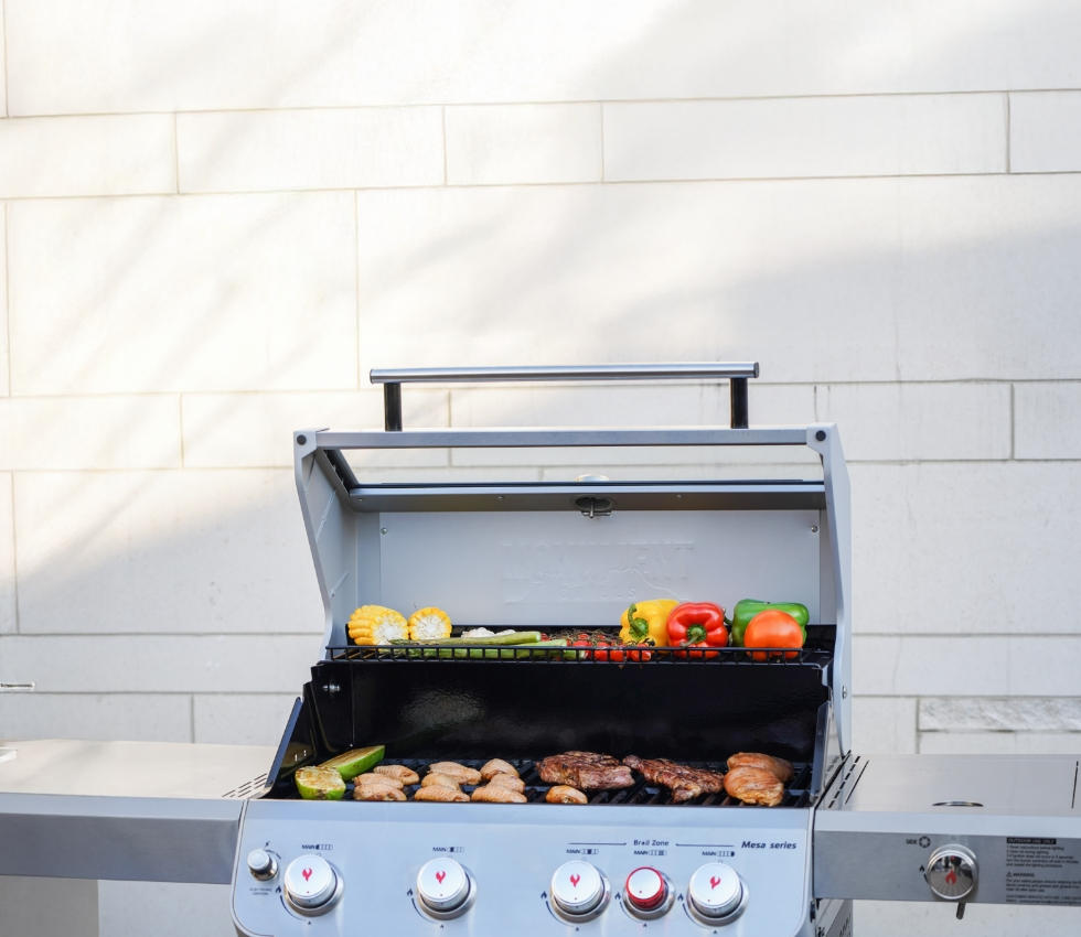Grill with meat and vegetables