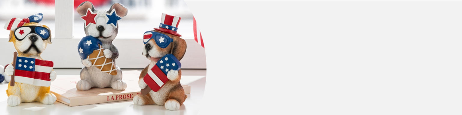 Patriotic Resin Dog Table Decor Set