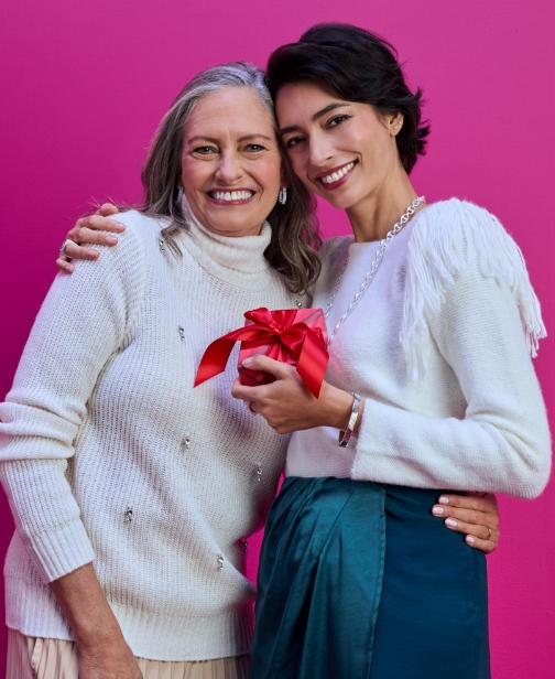 Two women with a gift